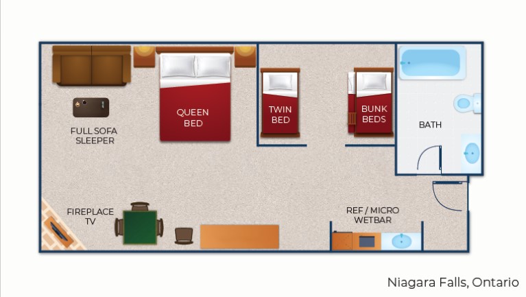 The floorplan for the Kidcabin Suite